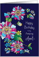 Birthday, Aunt, Bold, Bright and Beautiful Flowers on Deep Purple card