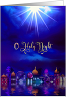 Christmas, O Holy Night, Night Scene over Bethlehem,Luke 2: ll KJV card