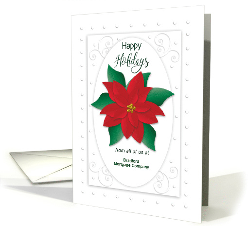 Christmas, From All of Us, Personalize, Business, Poinsettia, card