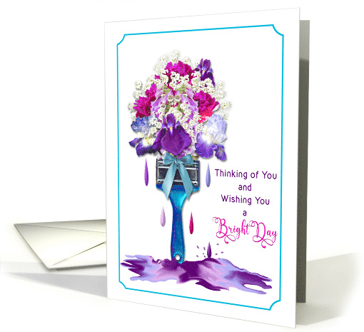 Thinking of You Paintbrush of Purple Fuchsia Flowers card (1641808)