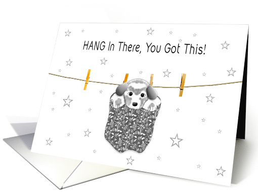 Encouragement for Cancer Patient Puppy Hanging on Clothesline card