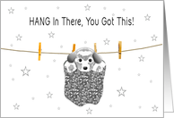 Encouragement for Cancer Patient Puppy Hanging on Clothesline card