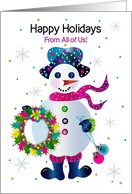 From All of Us Christmas Snowman and Wreath in Bright Vivid Colors card