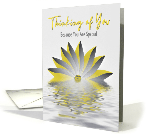 Thinking of You Abstract Yellow Gray Flower and Reflections card
