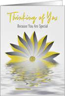 Thinking of You Abstract Yellow Gray Flower and Reflections card