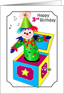 Birthday 3rd Retro Jack in the Box in Vivid Colors card