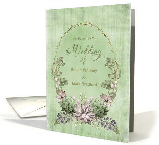 Wedding Invitation in Soft Water Colors Green and Mauve... (1679888)
