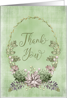 Thank You Watercolors Floral Design in Green and Mauve card