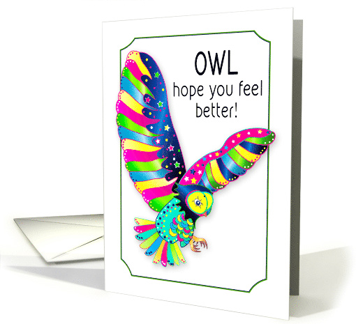 Get Well Colorful Owl in Flight Kaleidoscope Collection card (1681052)