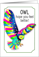 Get Well Colorful Owl in Flight Kaleidoscope Collection card