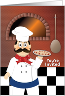 You’re Invited Pizza Fest Chef Baking Pizza in Pizza Oven card