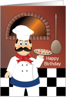 Birthday with Italian Chef Baking Pizza and Pizza Oven card