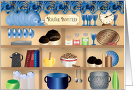 You’re Invited Invitation Grandma’s Pantry with Blue Dishes and More card