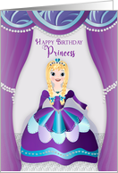 Birthday Princess in Purple and Blue Gown Wearing Pigtails card