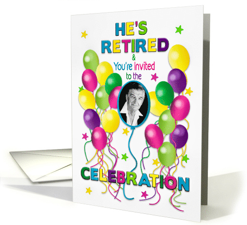 Fun Retirement Invitation for Him Balloons and Colorful... (1683118)