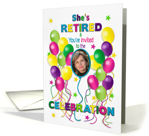 Fun Retirement Invitation for Her Balloons and Colorful... (1683440)