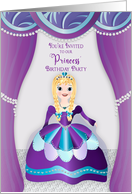 Birthday Invitation for a Princess Young Blonde girl in Purple gown card