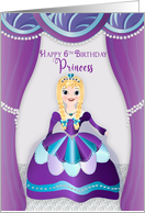 Birthday 6th for a Princess Young Blonde girl in Purple gown card