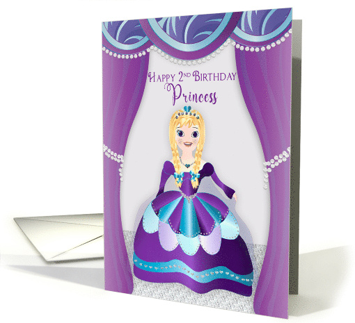 Birthday 2nd for a Princess Young Blonde girl in Purple gown card