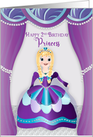 Birthday 2nd for a Princess Young Blonde girl in Purple gown card
