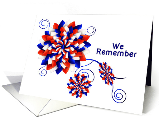 We Remember Military American Abstract Floral with 3D like design card