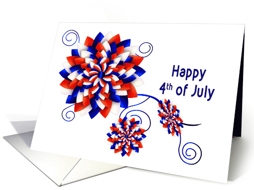 4th of July American Holiday Abstract Floral with 3D like design card