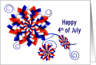 4th of July American Holiday Abstract Floral with 3D like design card