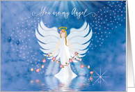 You are my Angel Angelic Angel with Pink Flowers and Star Gaze card