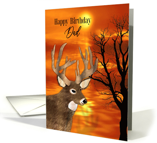 Birthday Dad Large Buck by Water at Sunset card (1688818)