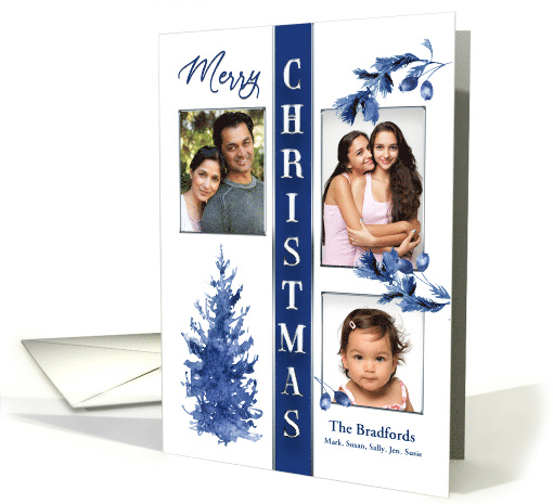 Christmas Three Photo Inserts and Name Insert Blue Nature... (1689084)