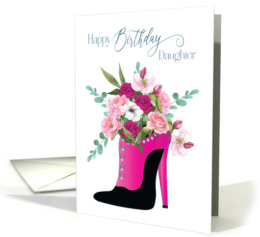 Birthday Daughter Fashion Fuchsia High Heel with Bouquet... (1689482)