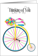 Thinking of You Vintage High Wheeler Bike in Bright Colors with Flowers card