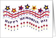 Memorial Day American Holiday Dangling Stars USA Banner card