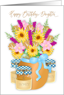 Birthday Daughter Country Flower Bouquet and Honey Jars card