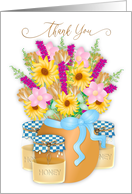 Thank You Country Flower Bouquet and Honey Jars card
