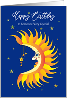Birthday Someone Special Celestial Sun Moon with Face and Stars card