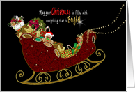 Christmas Santas Ornate Sleigh Filled with Presents on Black card