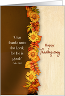 Thanksgiving Harvest Flowers and Leaves Faux Overlap Christian Verse card