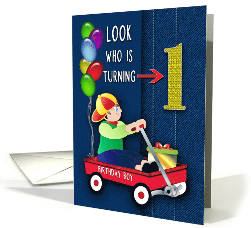 Birthday Invitation for Boy Turning One Red Wagon... (1705584)