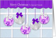 Christmas Window Pane For Special Friends Snowing Purple Decorations card