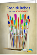 Congratulations Artist Assortment of Brushes in Jar with Paint on Tip card