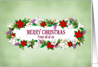 Christmas From all of Us Floral Border Including Poinsettias card