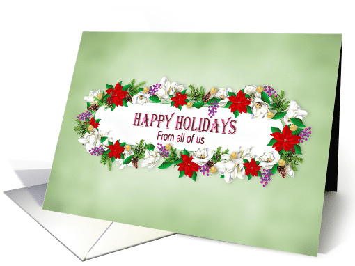 Happy Holidays From All of Us Business Floral Border with... (1706146)