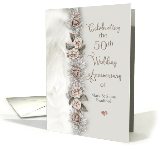 50th Wedding Anniversary Invitation Soft Dreamy Roses Name Insert card