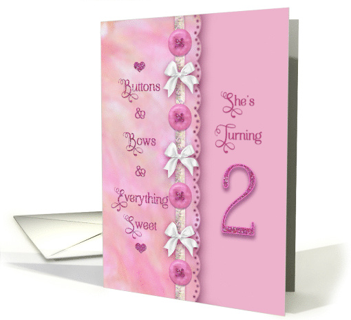 Birthday for Girl Age Two Invitation Buttons Bows... (1706960)
