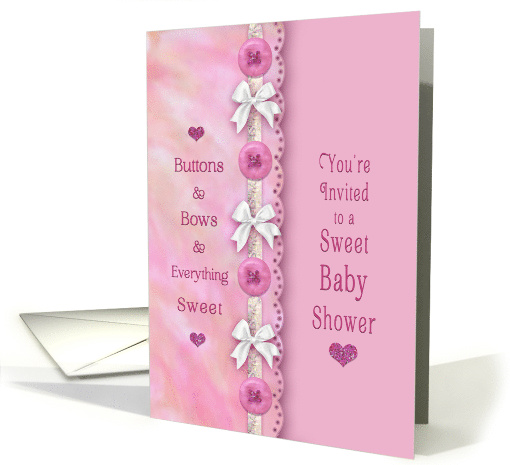 Baby Shower for Girl Invitation Buttons Bows Everything... (1706968)