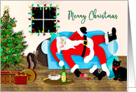 Christmas Humor Santa is Snoozing on the Job card