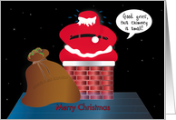 Christmas Santa Too Fat to Go Down Chimney Humor card