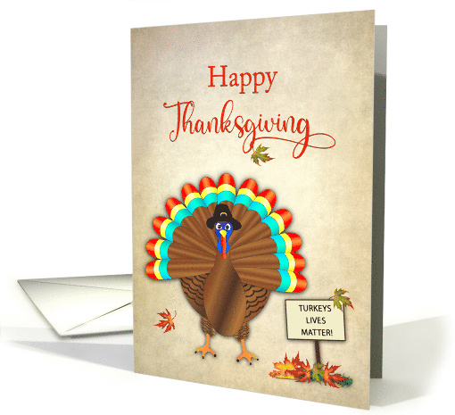 Thanksgiving Large Turkey Wearing Pilgrim Hat Wingspread Humor card