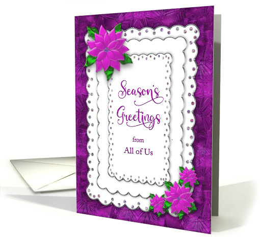 Christmas Seasons Greetings Business Purple Poinsettias... (1711592)